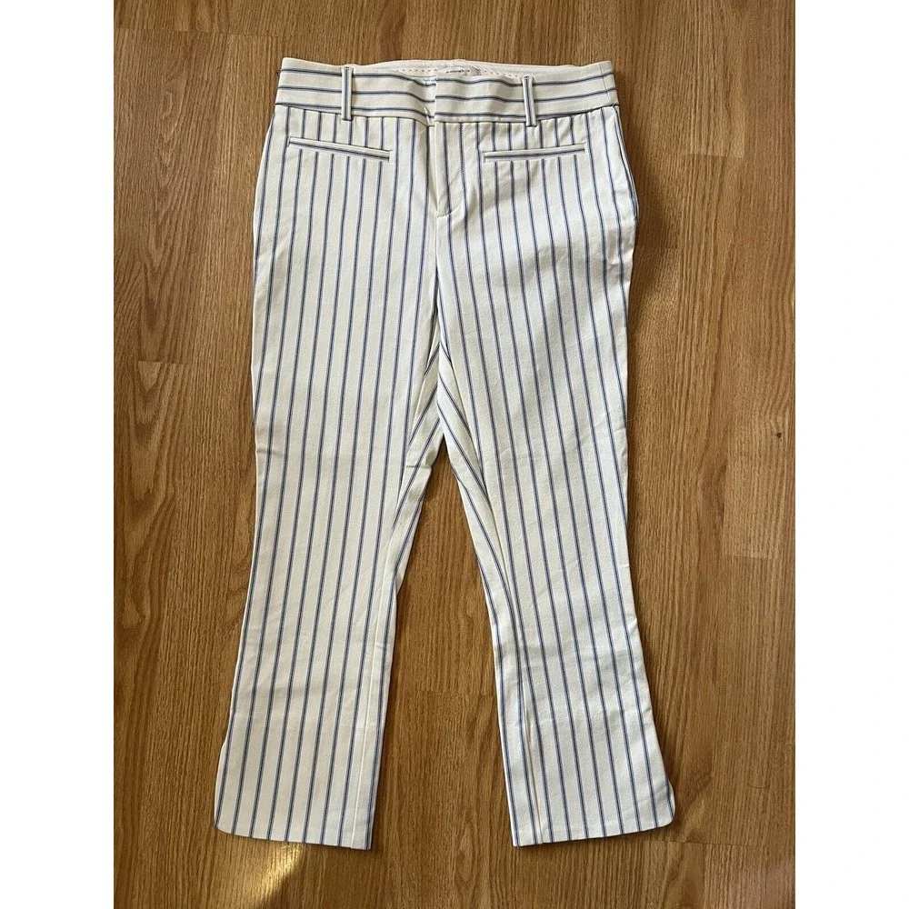 Anthropologie The Essential Slim Striped Crop Trouser Pants Size 2 - Picture 2 of 9